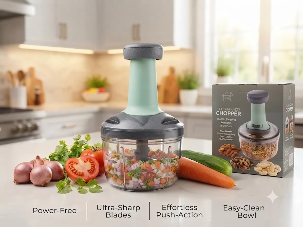 Manual Push Chopper, Round Multi-Blade Design