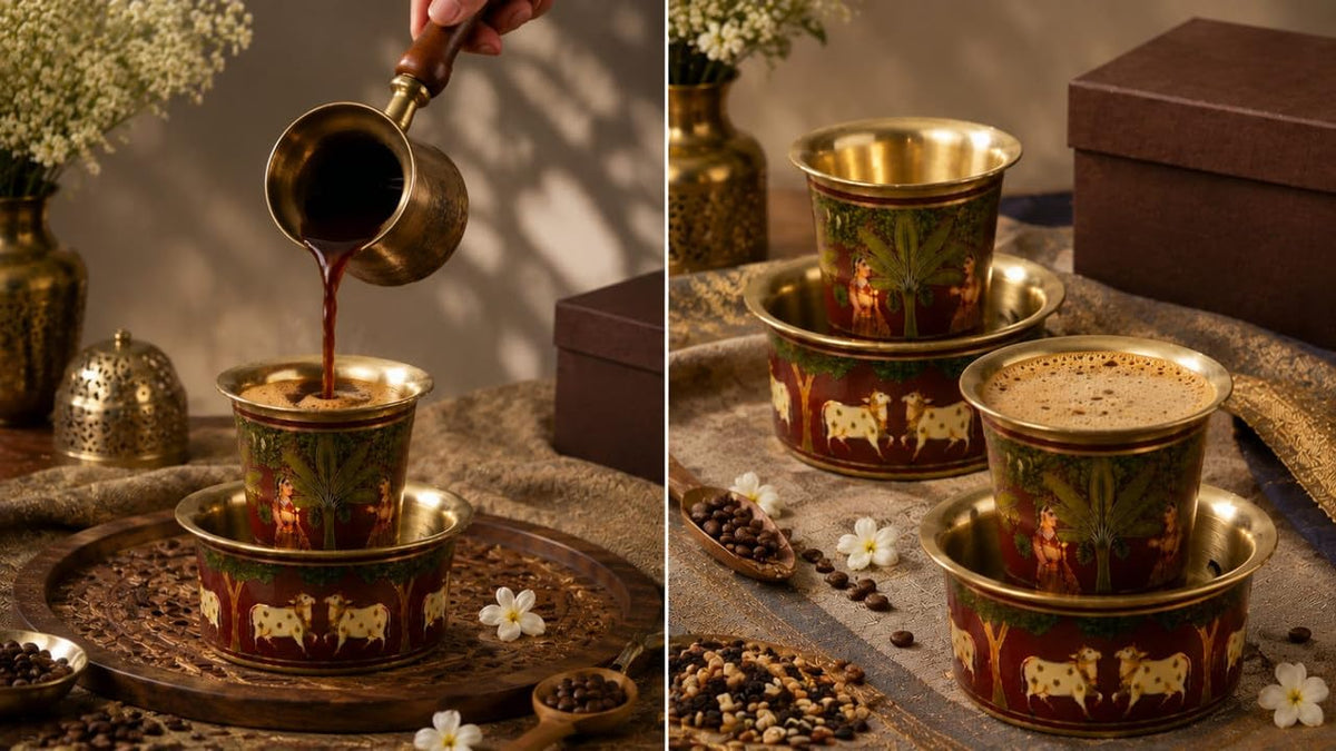 2 Dabara Set, Enamel Design – Maroon Pichhwai