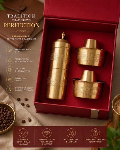 2 Dabara Set with 1 Coffee Filter, Engraved Design – Block