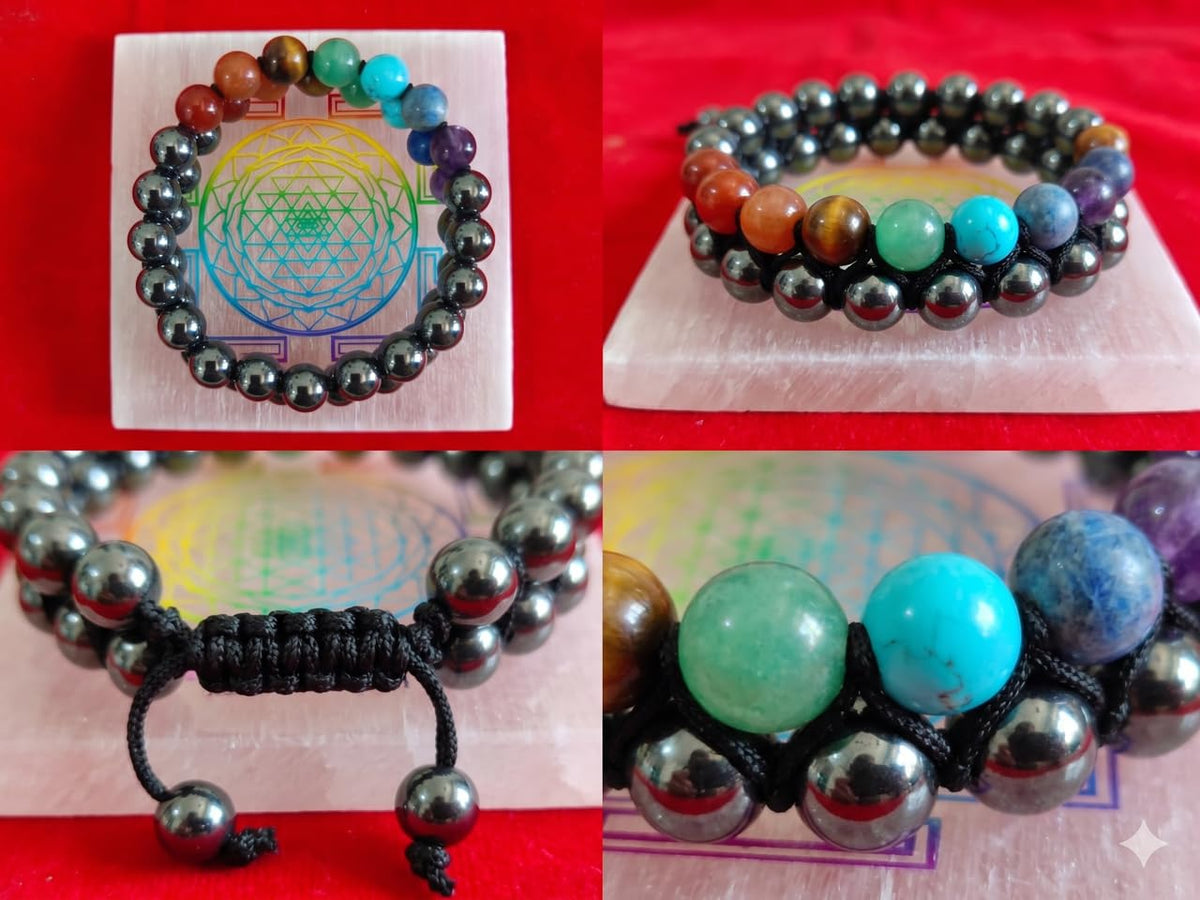 7 Chakra Double Layer Hematite Bracelet