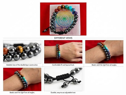 7 Chakra Double Layer Hematite Bracelet