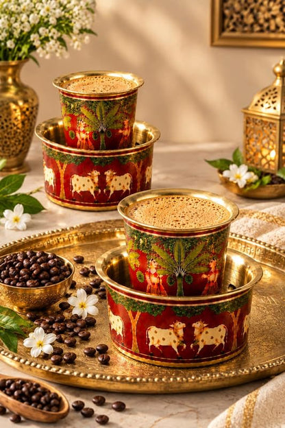 2 Dabara Set, Enamel Design – Maroon Pichhwai
