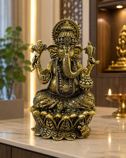 Brass Ganesh Ji Statue 4 Inch Decorative Figurine