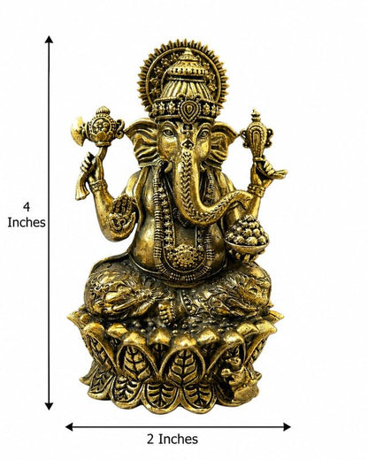 Brass Ganesh Ji Statue 4 Inch Decorative Figurine