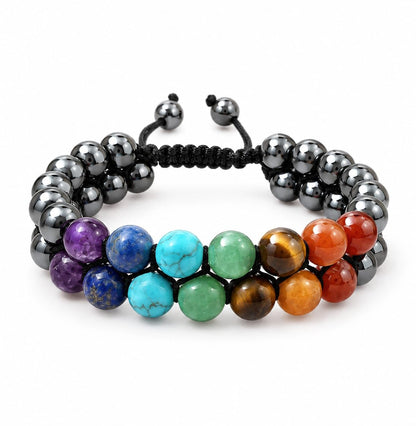 7 Chakra Double Layer Hematite Bracelet