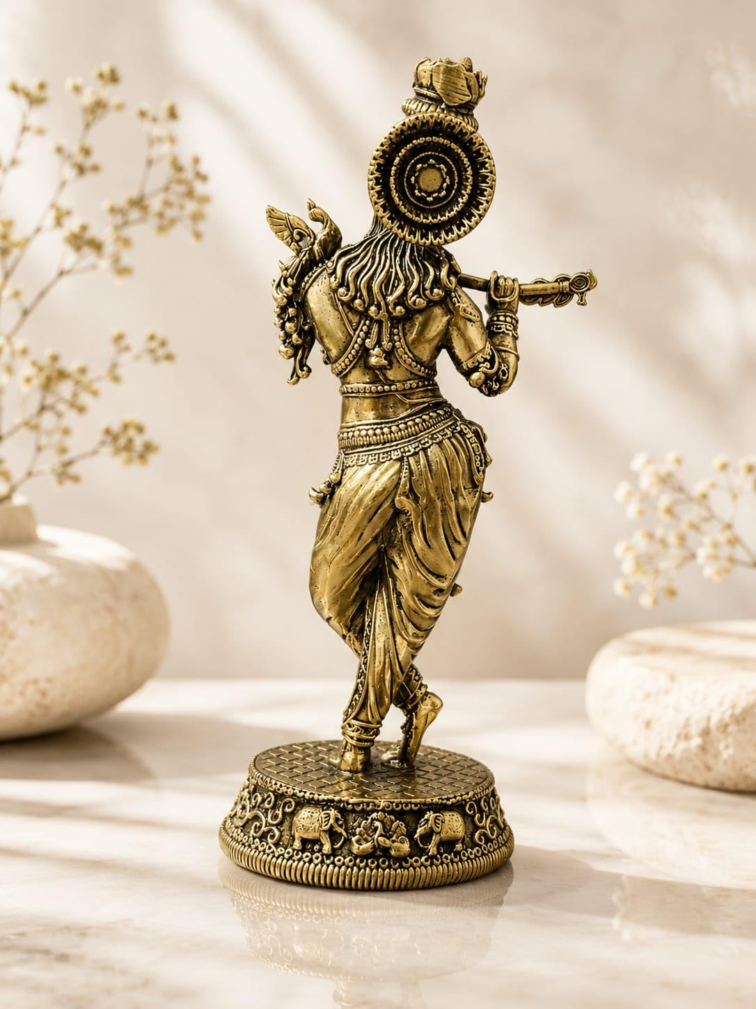 Brass Krishna Ji Statue 5.5 Inch Decorative Figurine