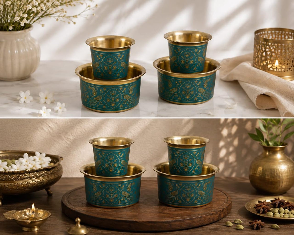 2 Dabara Set, Enamel Design – Teal Peacock