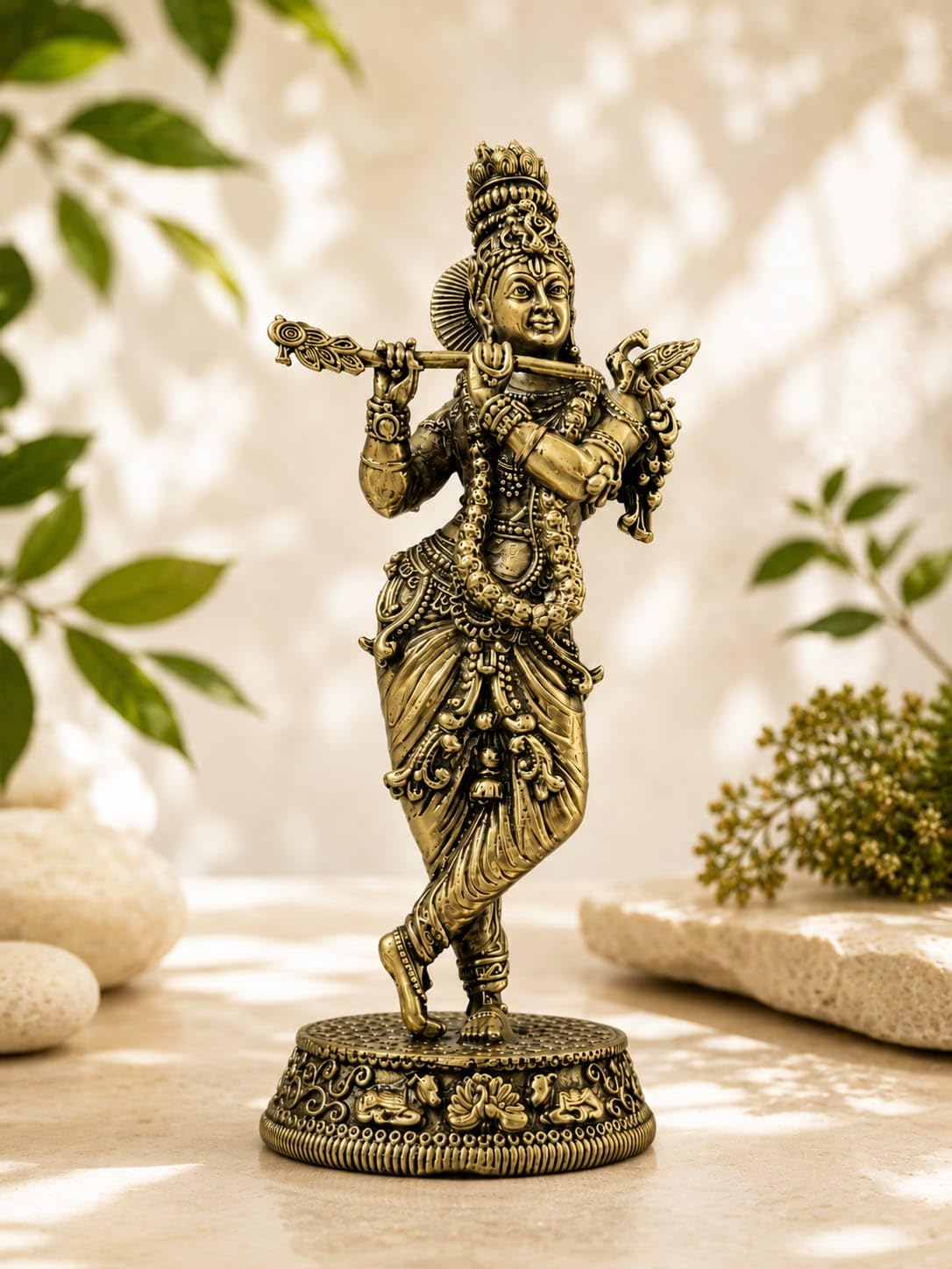 Brass Krishna Ji Statue 5.5 Inch Decorative Figurine