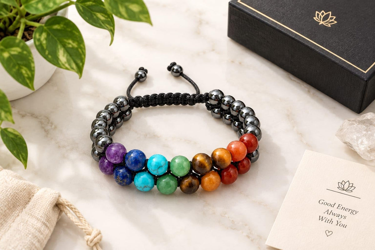 7 Chakra Double Layer Hematite Bracelet