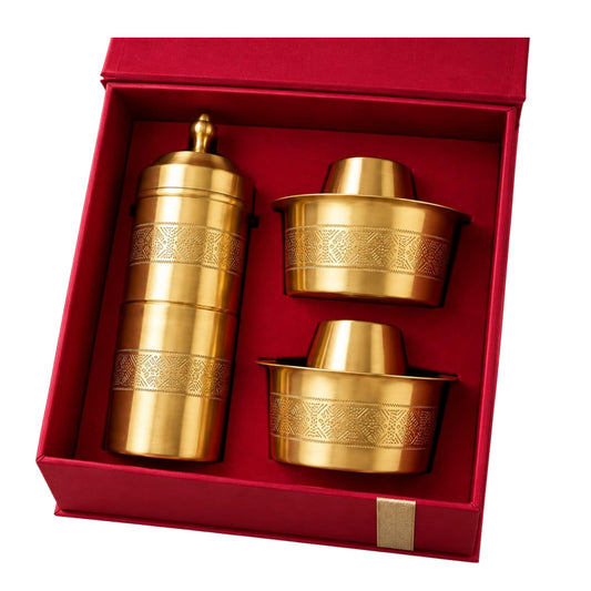 2 Dabara Set with 1 Coffee Filter, Engraved Design – Block