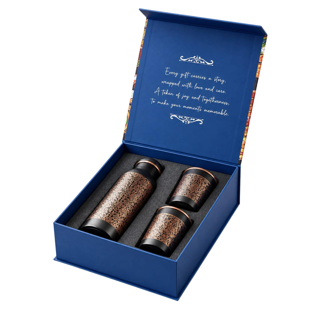 2 Copper Glasses with 1 Copper Bottle Set