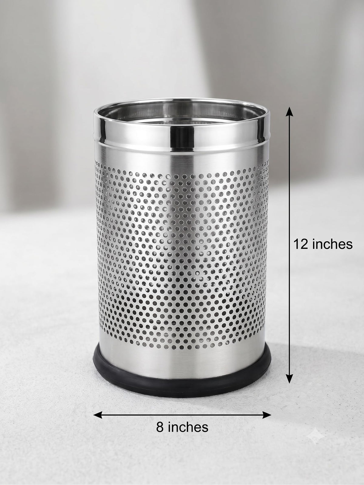 Stainless Steel Perforated Waste Bin, 8x12 Inch